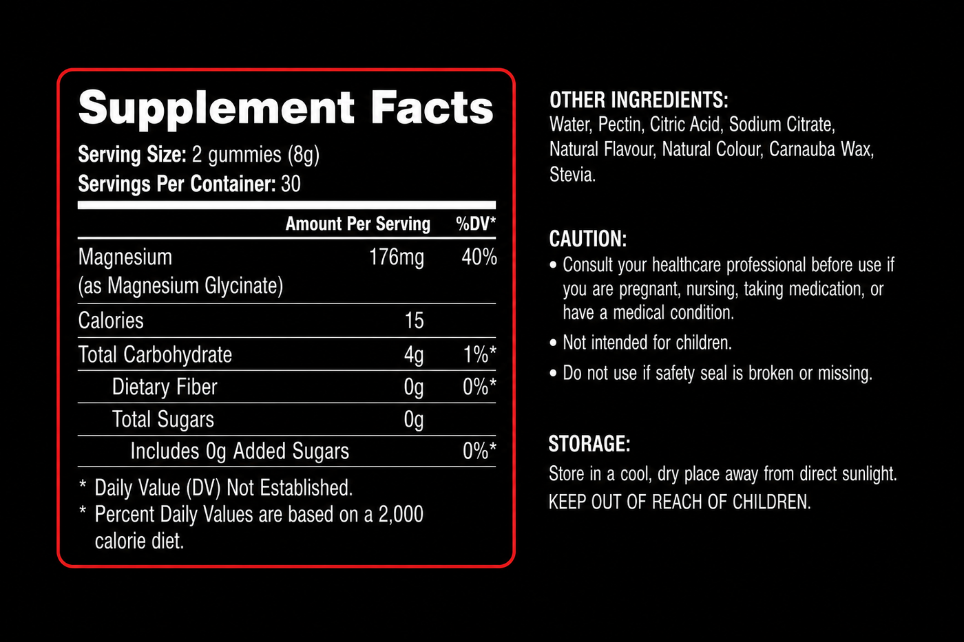 XYRO Reset supplement facts