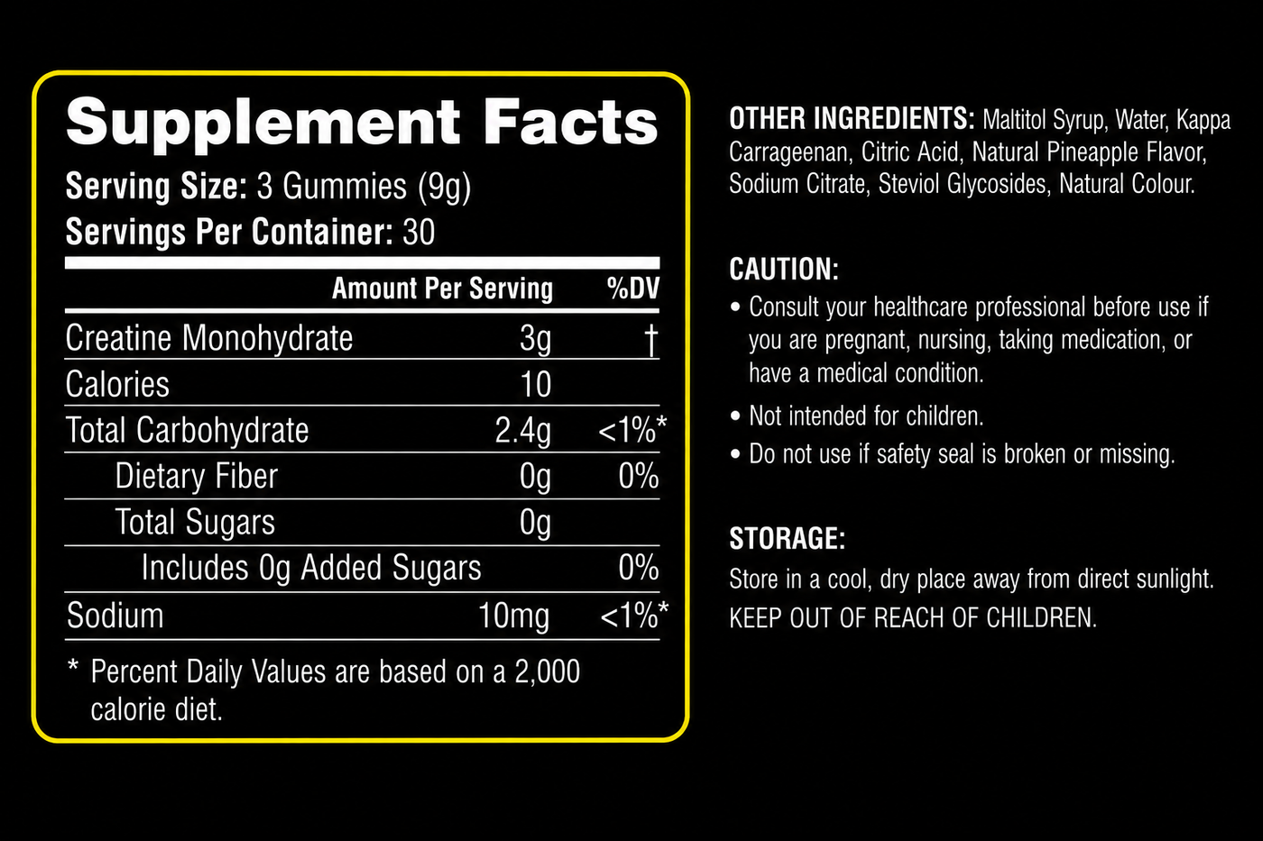 XYRO Power supplement facts